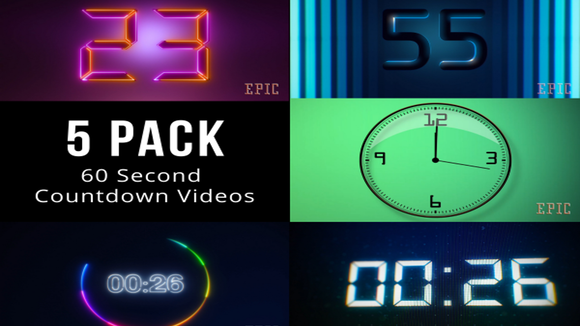 60 Second Countdown Videos 5-Pack (Volume 3)